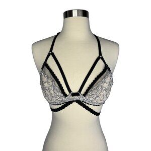 Victorias Secret Blk/Wht Very Sexy Lace Multi Strap Underwire Bra 34B Whimsigoth
